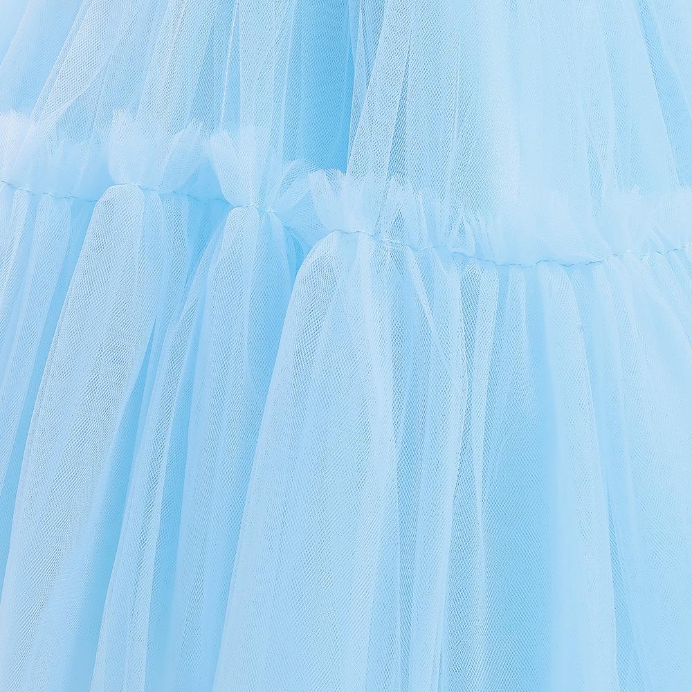 Платье принцессы с европейским и американским цветочным принтом для девочек - длинный шлейф, пышная сетка, идеально подходит для новогодних мероприятий.