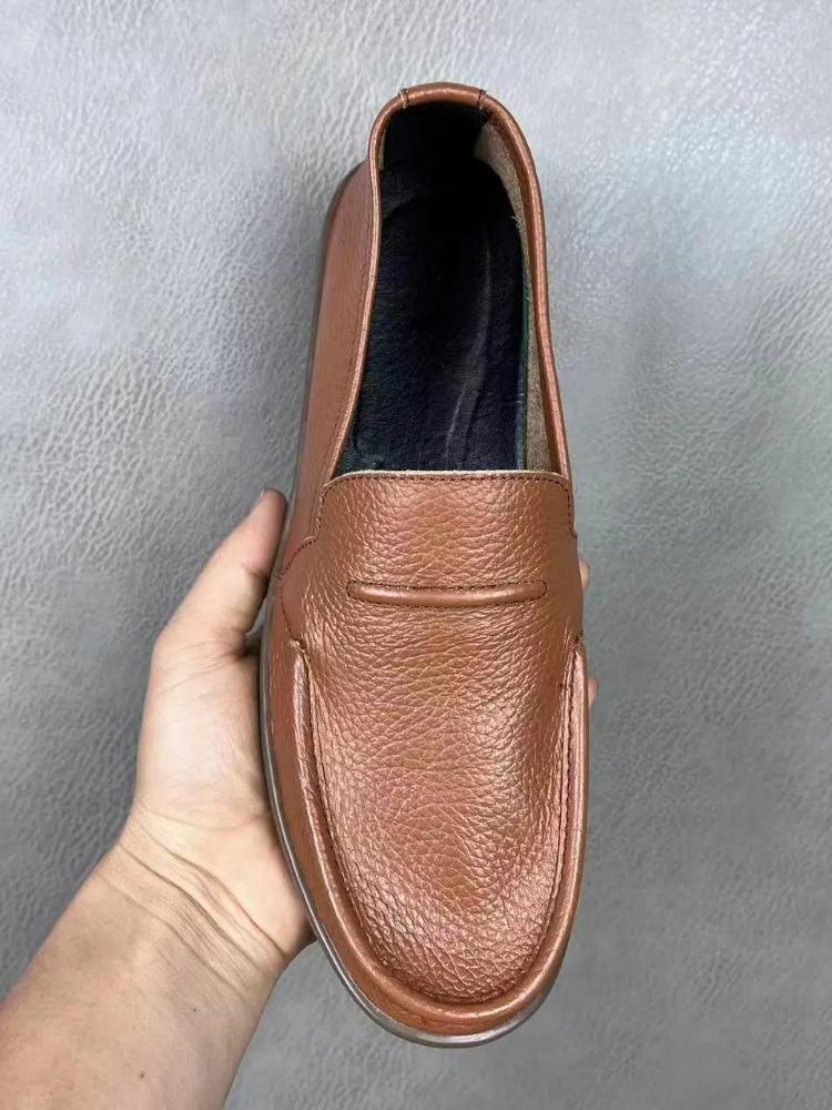 Модные Мужские Кожаные Туфли Низкие Круглый Носок Коровья Кожа Слипоны Рабочие Мужские Повседневная Обувь Обувь Предложение Летняя Распродажа Новинки Социальный Дизайнер ПУ