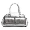 IELGY Ladies Messenger Bag Silver Retro Portable Commuter Boston Bag