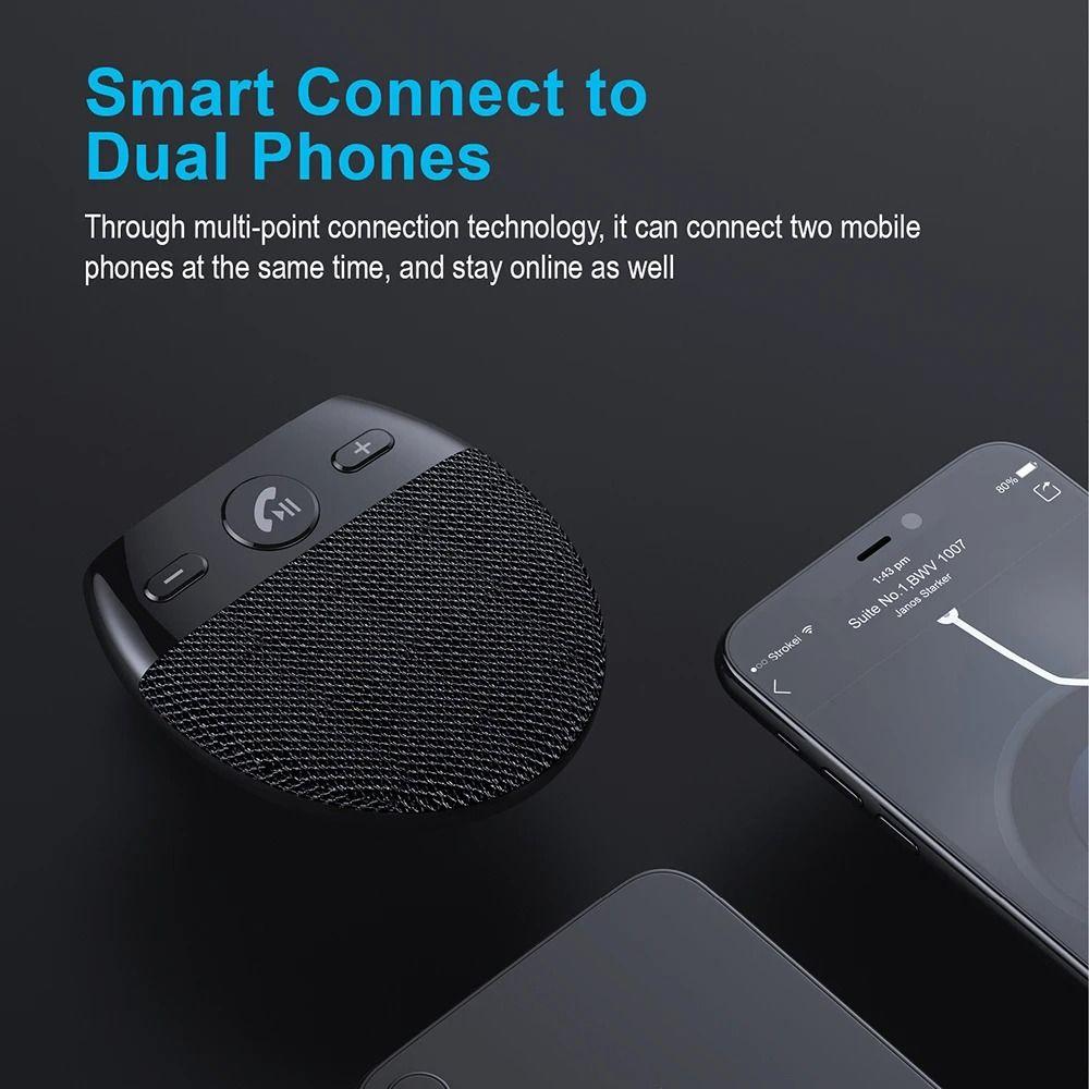 Bluetooth 5.0 Handsfree Car Kit High Definition Voice Sun Visor Music Player Music Playback
