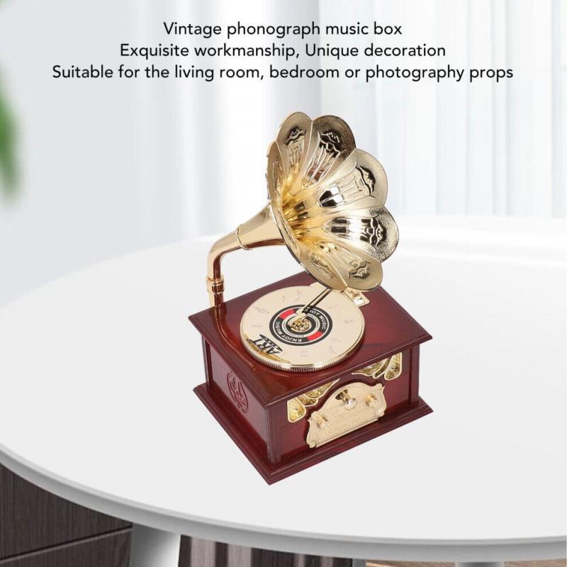 Vintage-Grammophon-Spieluhr mit Uhrwerk – Einzigartige Wohndekoration