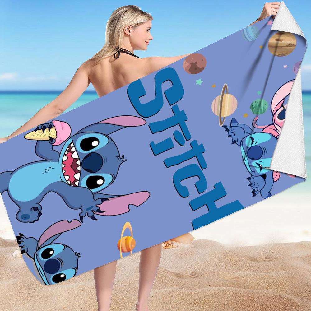 Stitch Zai Animation Beach Towel Microfiber Double-Sided Fleece Beach Towel Bath Towel Variety Square Towel Beach Towel