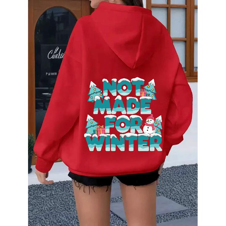 Women's Fashion Casual Winter Cartoon Print Hoodie - Unique Back Cap Design with Kangaroo Pocket, Cozy Long Sleeve Pullover for Outdoor Sports