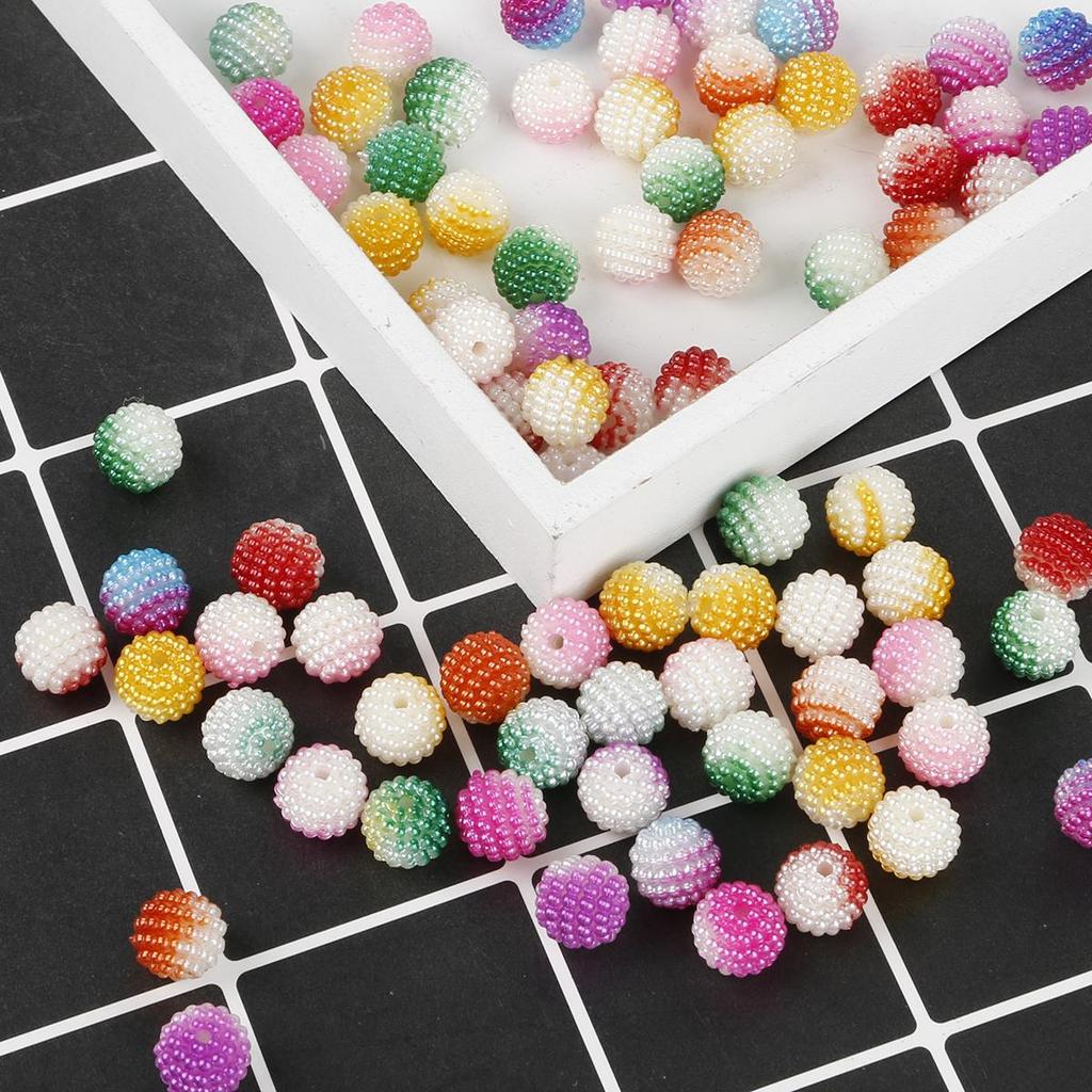 10mm 50pcs Acrylic Bayberry Gradient Color Round Loose Beads for DIY Jewelry Making