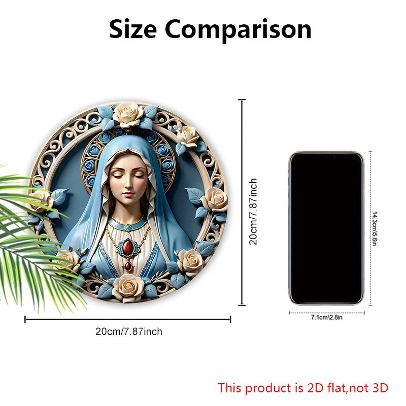 Элегантная деревянная табличка с узором Богоматери, уникальная круглая табличка для настенного декора, подвеска на входную дверь, идеальное праздничное украшение