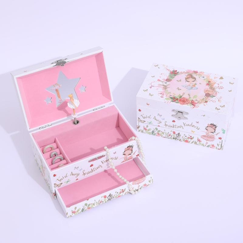Custom Logo Unicorn Printed Musical Jewelry Box Eco-Friendly Durable Wooden Box for Kids Girls Birthday Gift