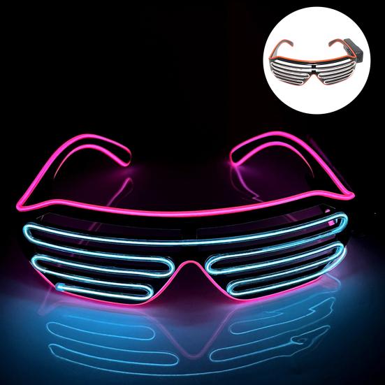 Light Up Neon Rave Glasses Flashing Shutter Glasses El Wire LED Sunglasses Glowing DJ Costumes for 80s Parties Music Festival