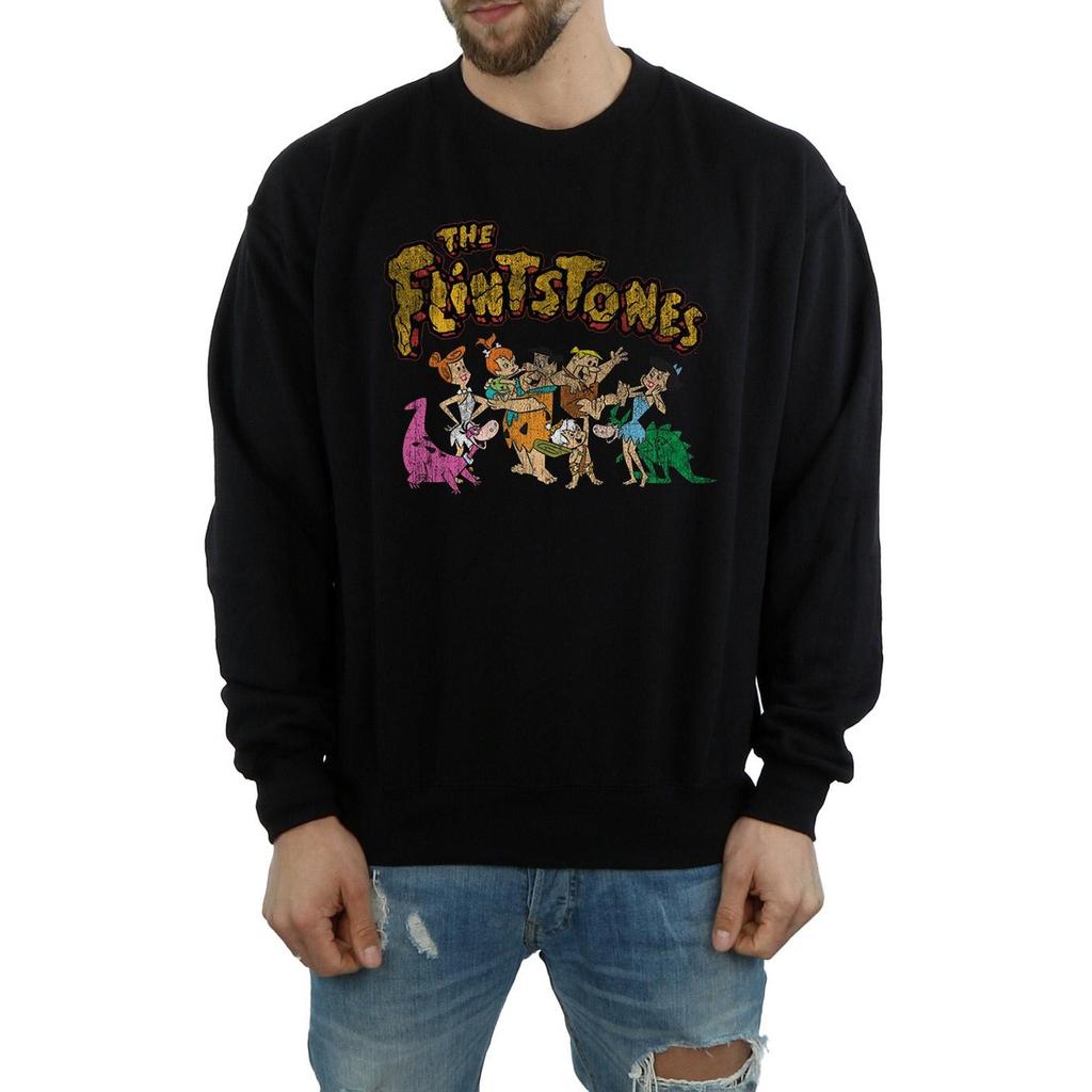 The Flintstones Mens Group Distressed Sweatshirt