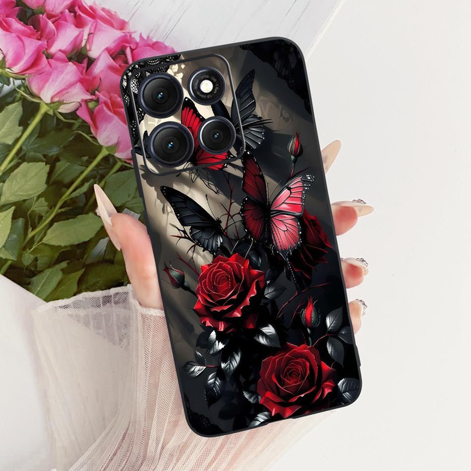 For Motorola Moto G86 Power Cute Flower Butterfly Cat Painted Case For Moto G86 G86Power Black Silicone Soft Phone Cases