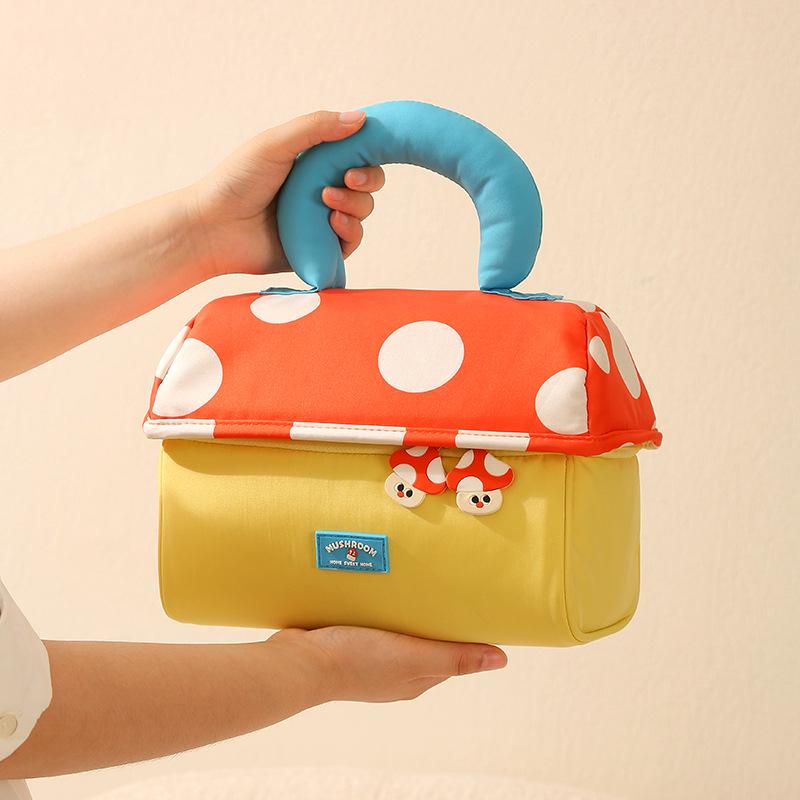Милая мультяшная косметичка с грибами - Женская портативная сумка для хранения большой вместимости из ткани Оксфорд