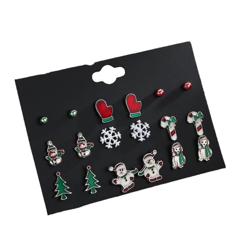 Пара/набор самых продаваемых рождественских мультфильмов, милая персонализированная рождественская елка, набор серег-пусетов из сплава в виде снеговика