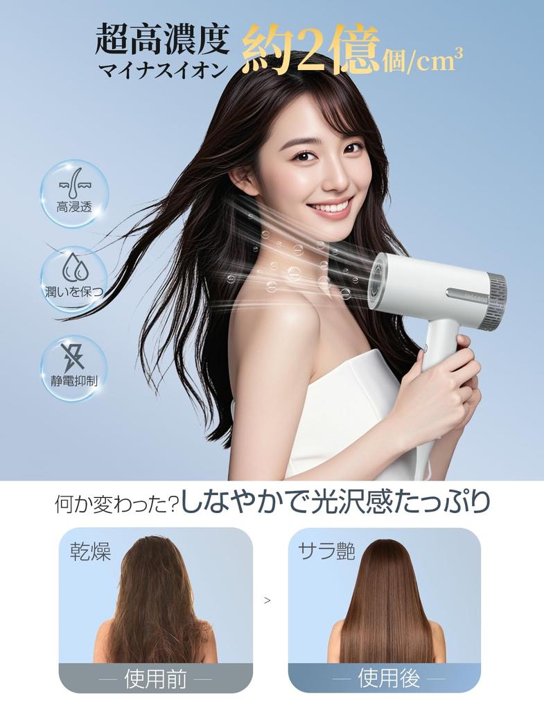 Large Air Volume Magazine Ultra Quick Drying Hair Dryer Improves Hair 200 Million High Concentration of Negative 4 Level Temperature Cold Air LED Low