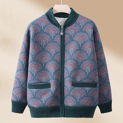 Бабушкин зимний свитер Пожилой осенний свободный топ Женский среднего возраста Мама Плюс бархатный утолщенный осенне-зимний свитер