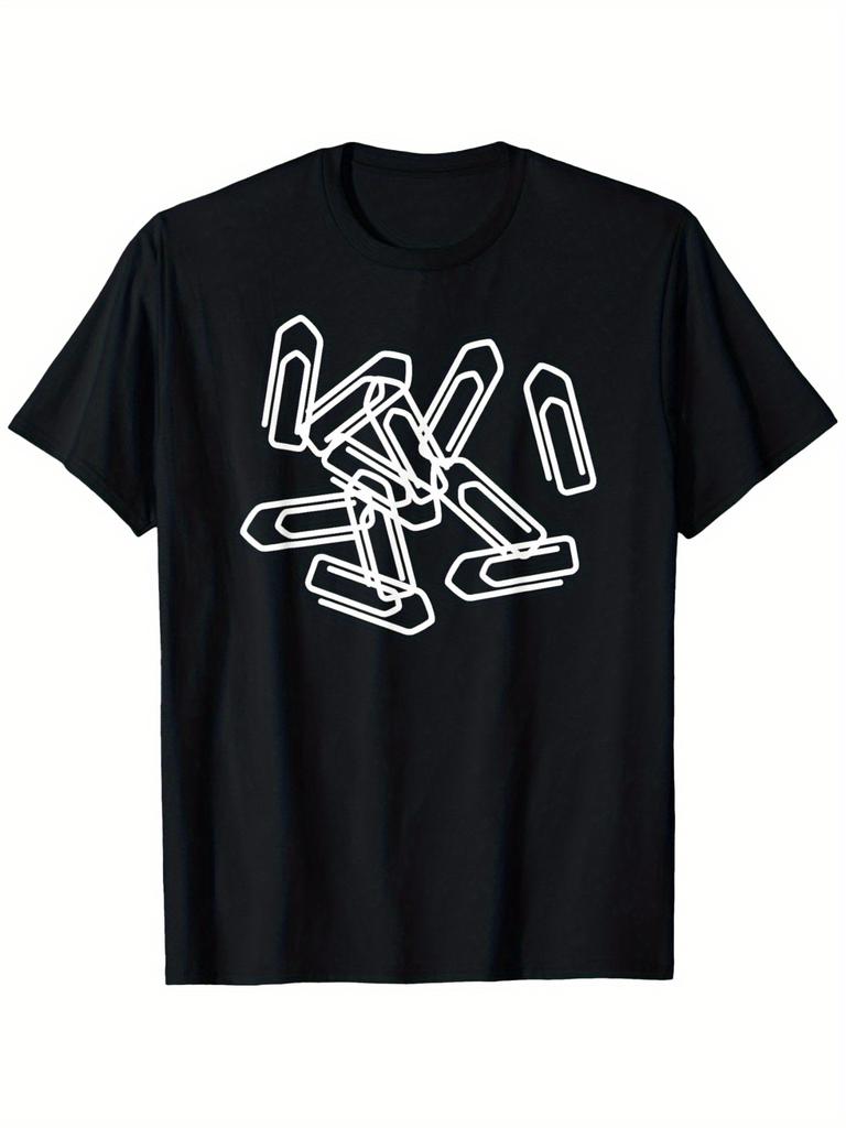 2026 Spring Summer Paperclip Graphic TShirt Print Casual Crew Neck TShirt Street Fashion Simple Graphic