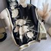 Retro High-End Simple And Elegant Flower Thickened Scarf Winter Scarf Women'S Fashion Warm Shawl