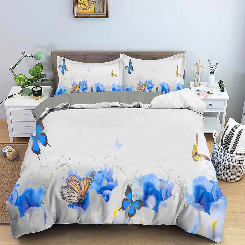 Комплект постельного белья с 3D цифровой печатью, красочный пододеяльник с принтом бабочки, наволочка AU180 * 210, мягкая комната для девочек, домашнее украшение на молнии