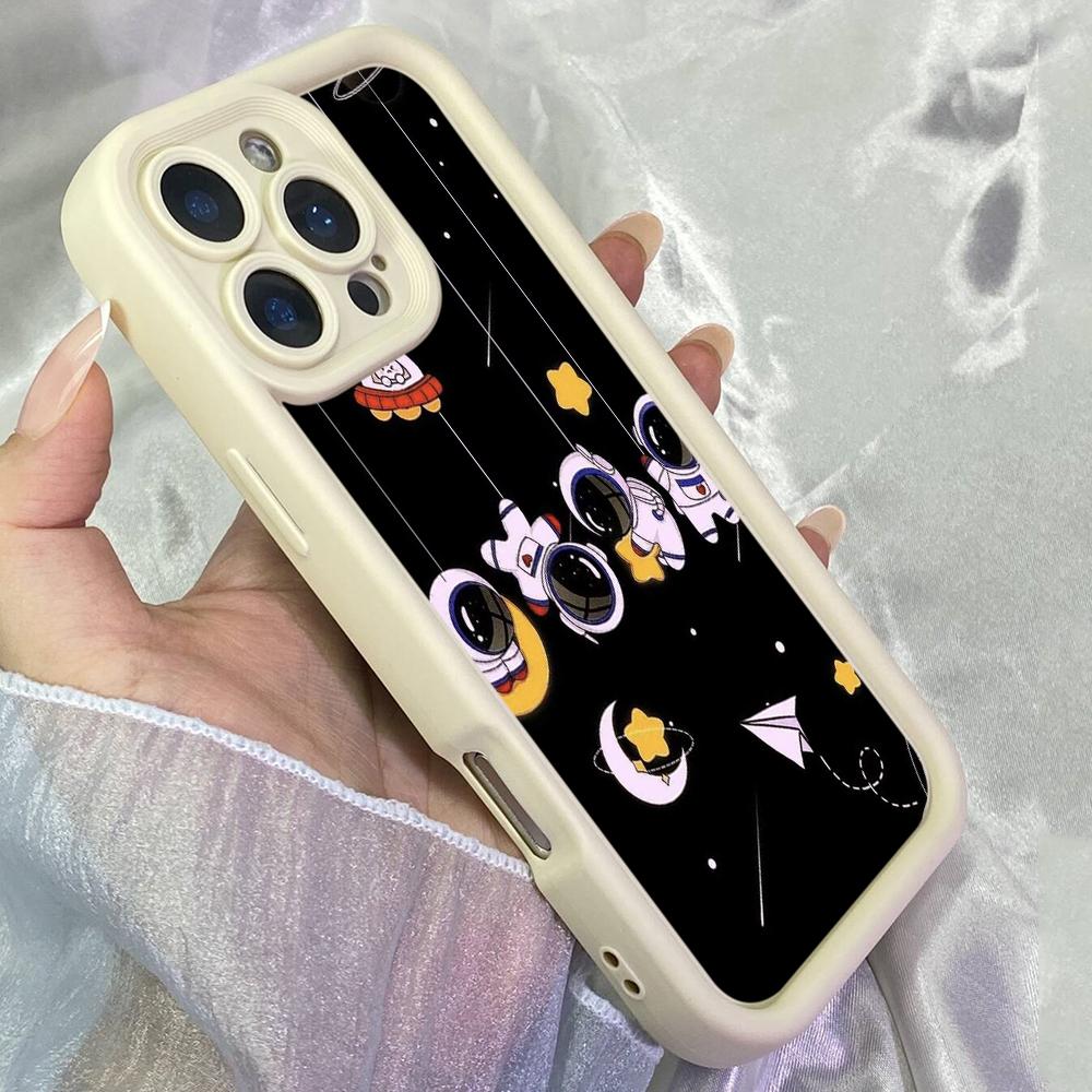 JT236 Исследуем Вселенную с милым мультяшным астронавтом для iPhone 17 16 Pro Max Samsung S26 Ultra A17 A16 A07 A56 Xiaomi 15T Redmi 15c Мягкий чехол