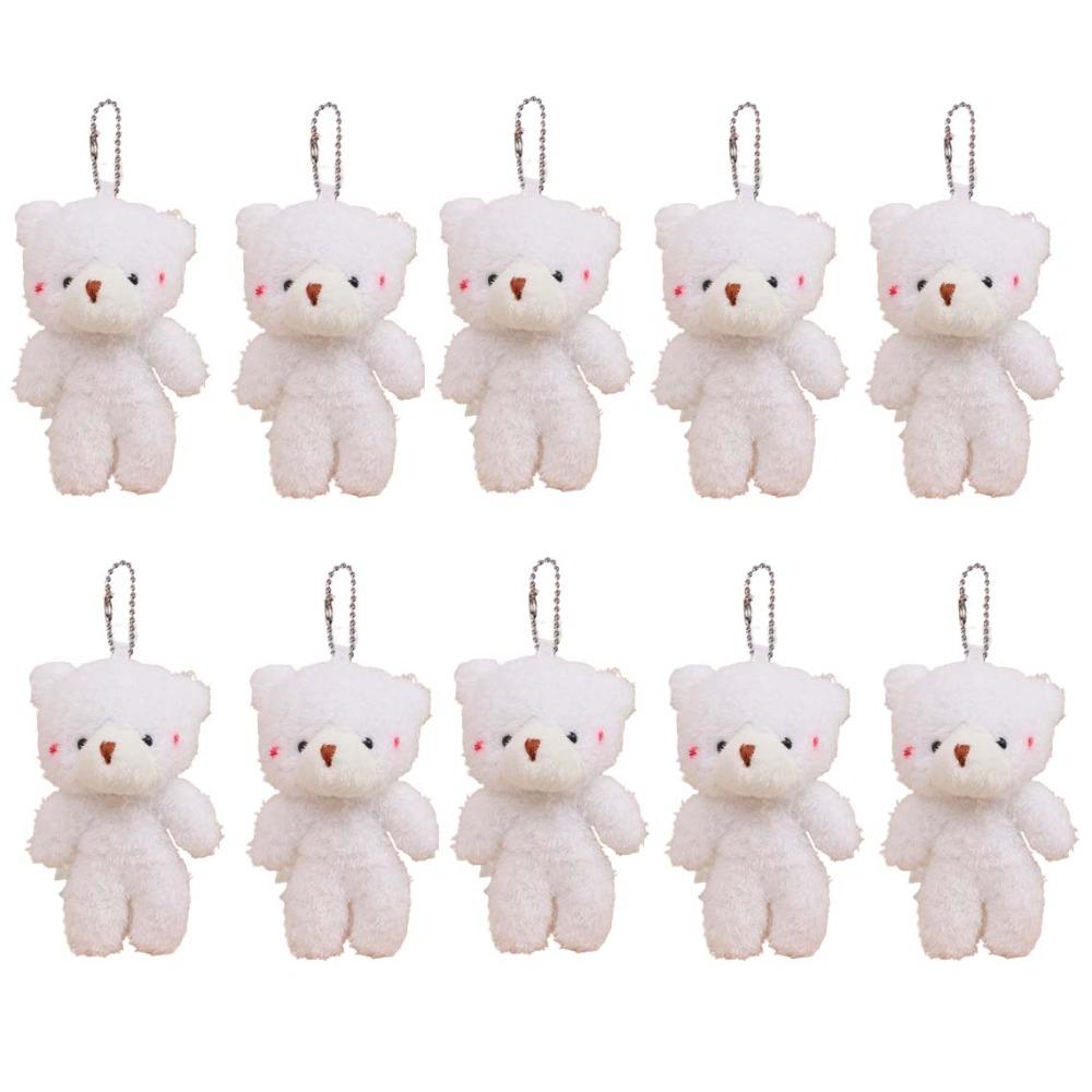 10Pcs Stuffed White Bear Plush Keychain Cartoon Animal Bear Plush Dolls Little Bear Plush Toy  Kids