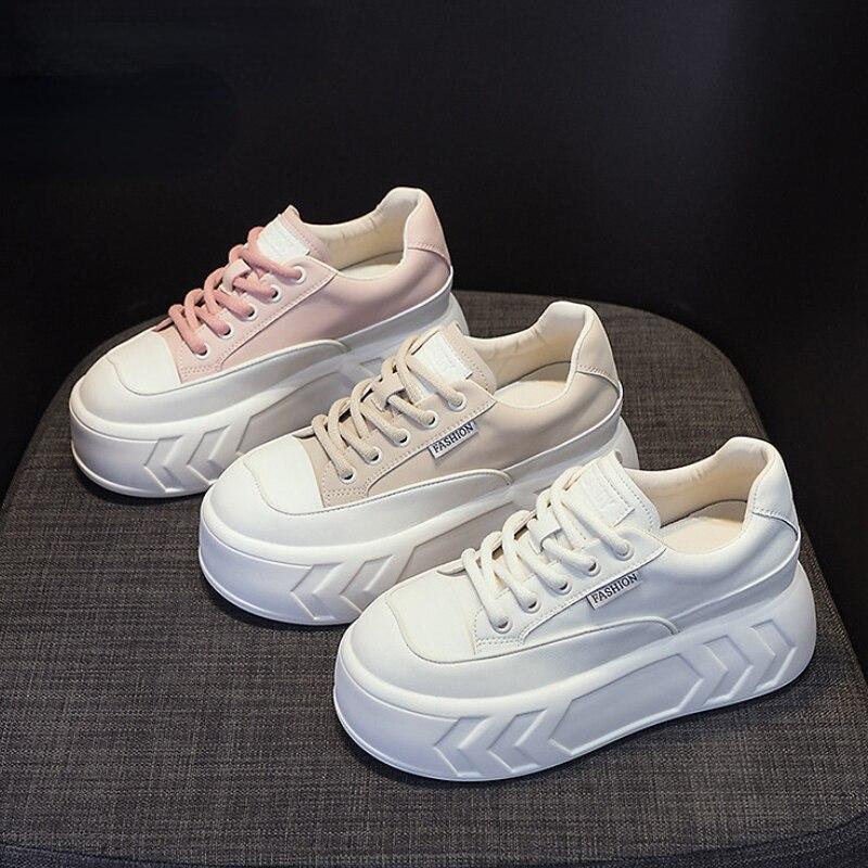 Fujin/8 см массивные кроссовки 2023, повседневная женская обувь из натуральной коровьей кожи на скрытом каблуке, на вулканизированной платформе, весенне-осенняя модная удобная обувь