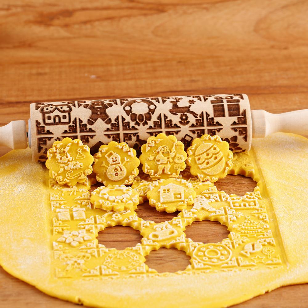 1 шт. 13,7-дюймовая деревянная рождественская рельефная скалка для выпечки кондитерских изделий, сапоги Санта-Клауса с изображением лося, инструмент для глубокой гравировки и штамповки печенья