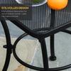 45cm Square Garden Table. Outdoor Metal Bistro Side Desk with Mesh Top. Black