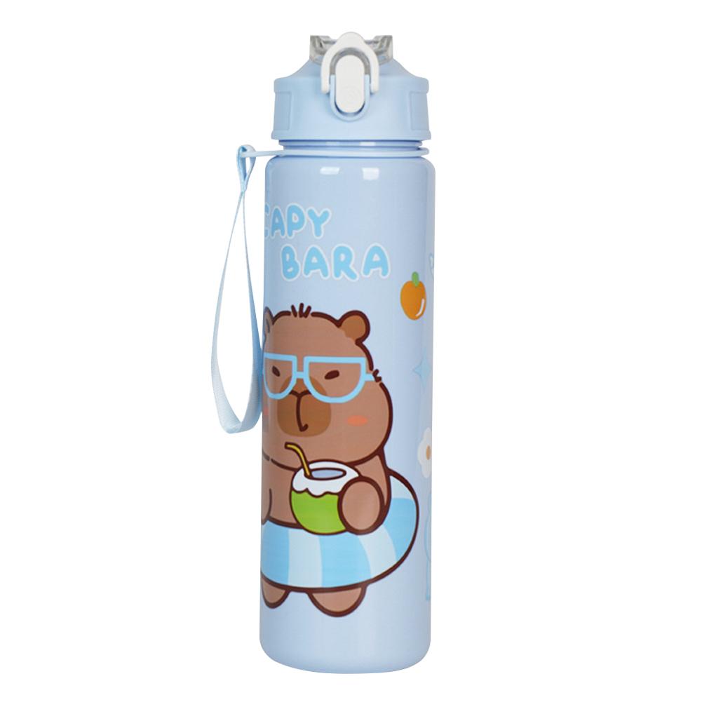 700ml Capybara Portable Drinking Bottle with Straw & Handle Kawaii Water Bottle Large Capacity for Boys Girls Daily Use