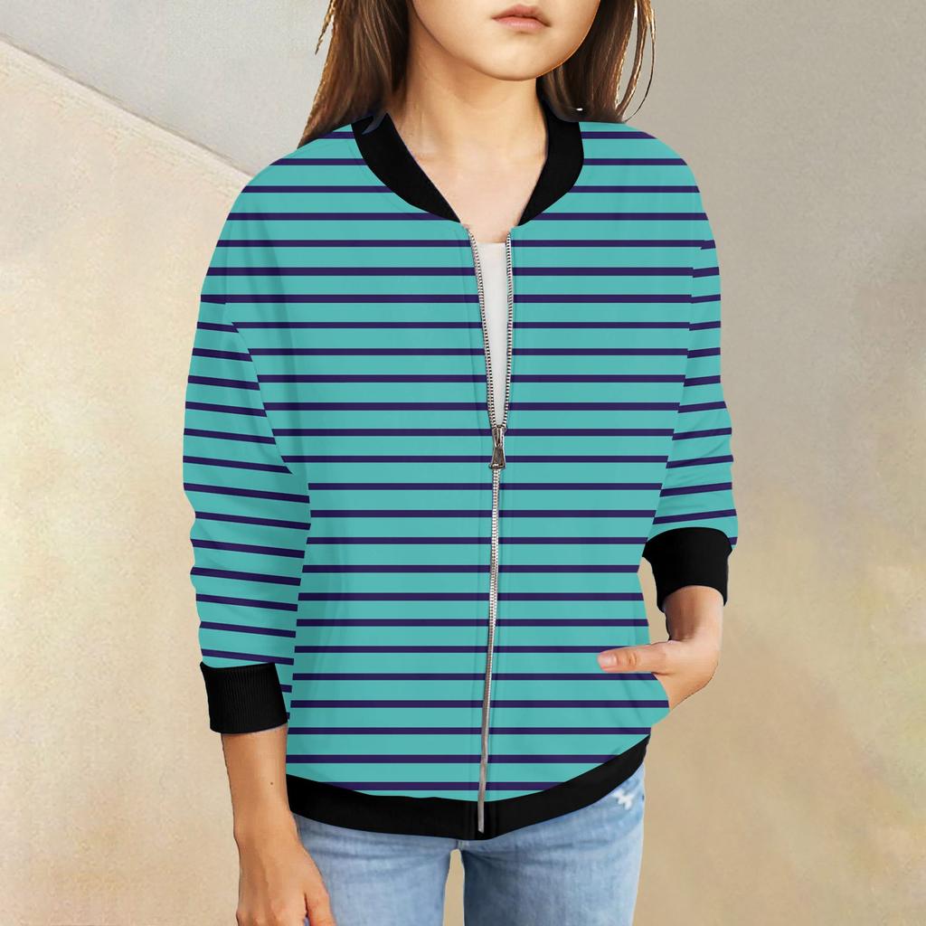 Куртки на молнии для девочек, детские осенние толстовки с длинными рукавами, верхняя одежда с карманами 5-15 лет