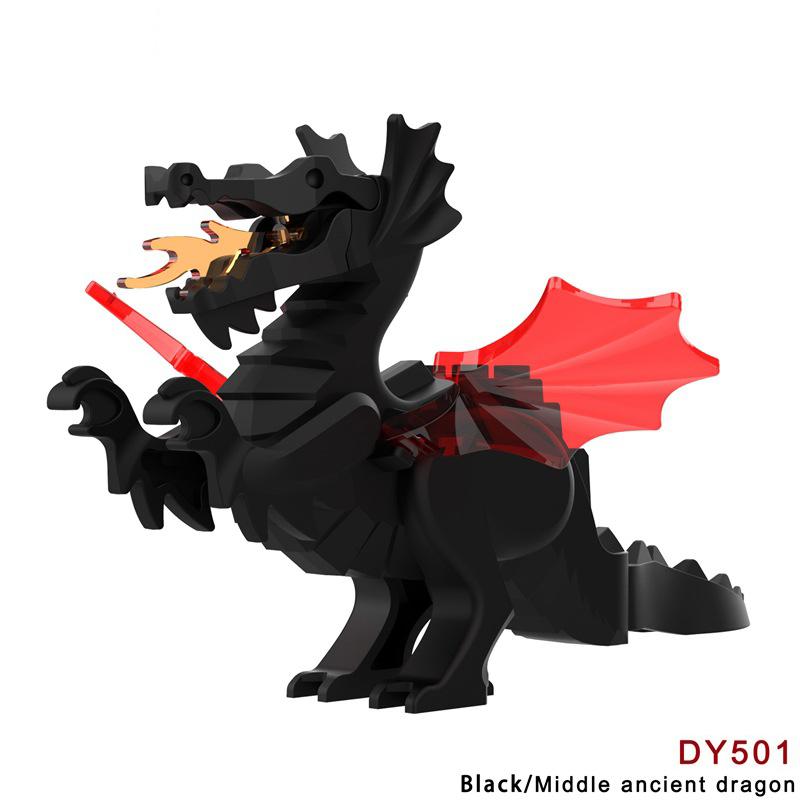 MOC Medieval Animal Zoo Farm Dragon Action Figures Building Blocks Gold Red Dragons Wolf Snake Monsters Beast Bricks Toys Gifts