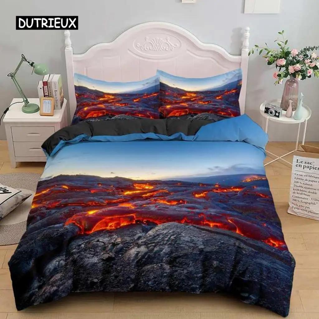 Комплект постельного белья Volcano размера King, узор Disaster, красно-желтый, комплект постельного белья из микрофибры Lava для взрослых мальчиков, мужчин и подростков