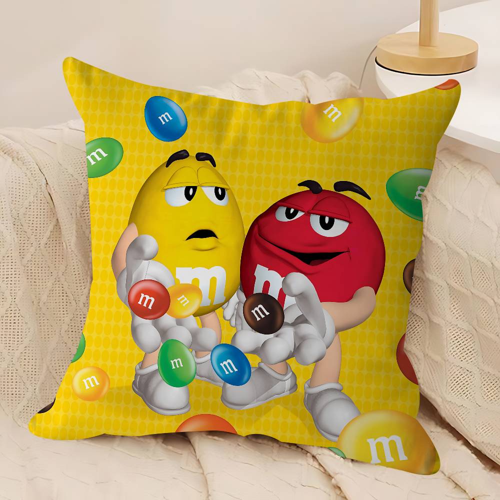 Подушка с изображением M&M's C-ChocolateS, подарок для дома, офиса, спальни, дивана, автомобиля, чехол 45x45 см.