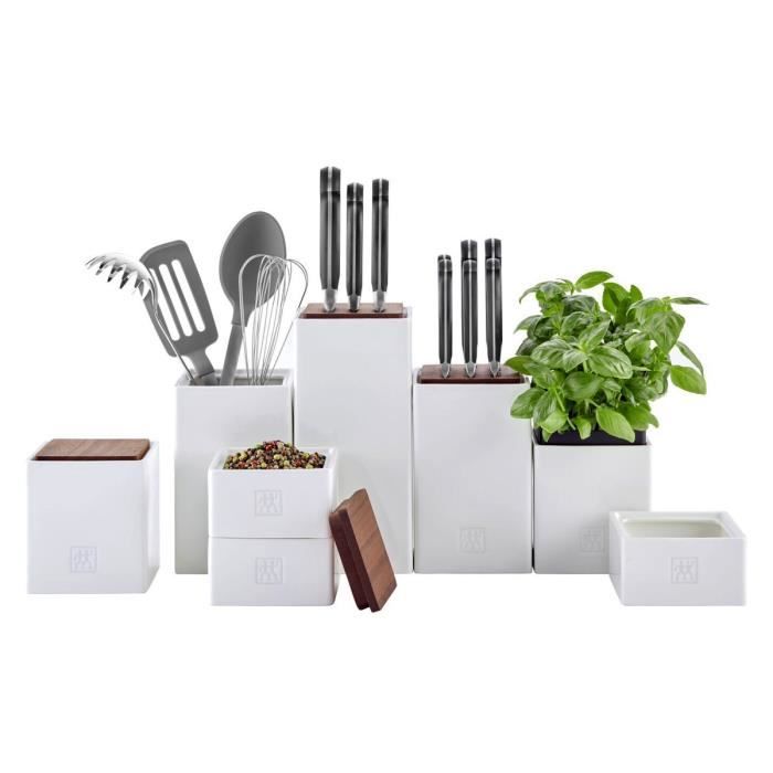 Boîte de Rangement - ZWILLING - 1 Pièce - Céramique Blanc - Bois Foncé - 1,4 l