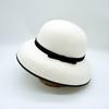 Элегантная шляпа-колокол Хепберн с бантом, белая с черной окантовкой, женская осенне-зимняя, из шерстяного фетра, ретро, цилиндр, тренд