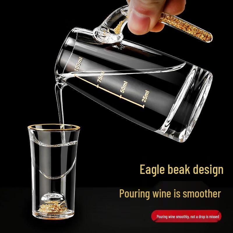 Набор хрустальных рюмок Jiakangming с золотой фольгой для байцзю