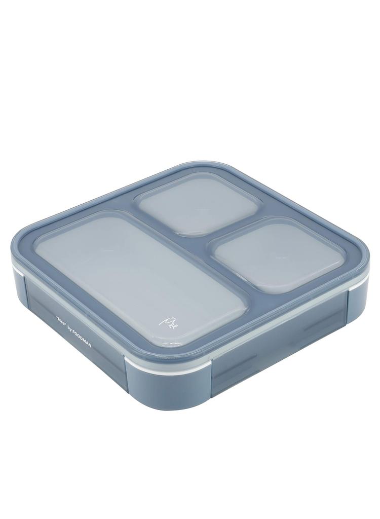 Тонкая коробка для бенто Foodman Bento, которую можно носить с собой. Не протекает. Двойная. Надежно крепится с помощью коробки CB Japan DSK, вертикальная, 500 мл, синяя, легко,