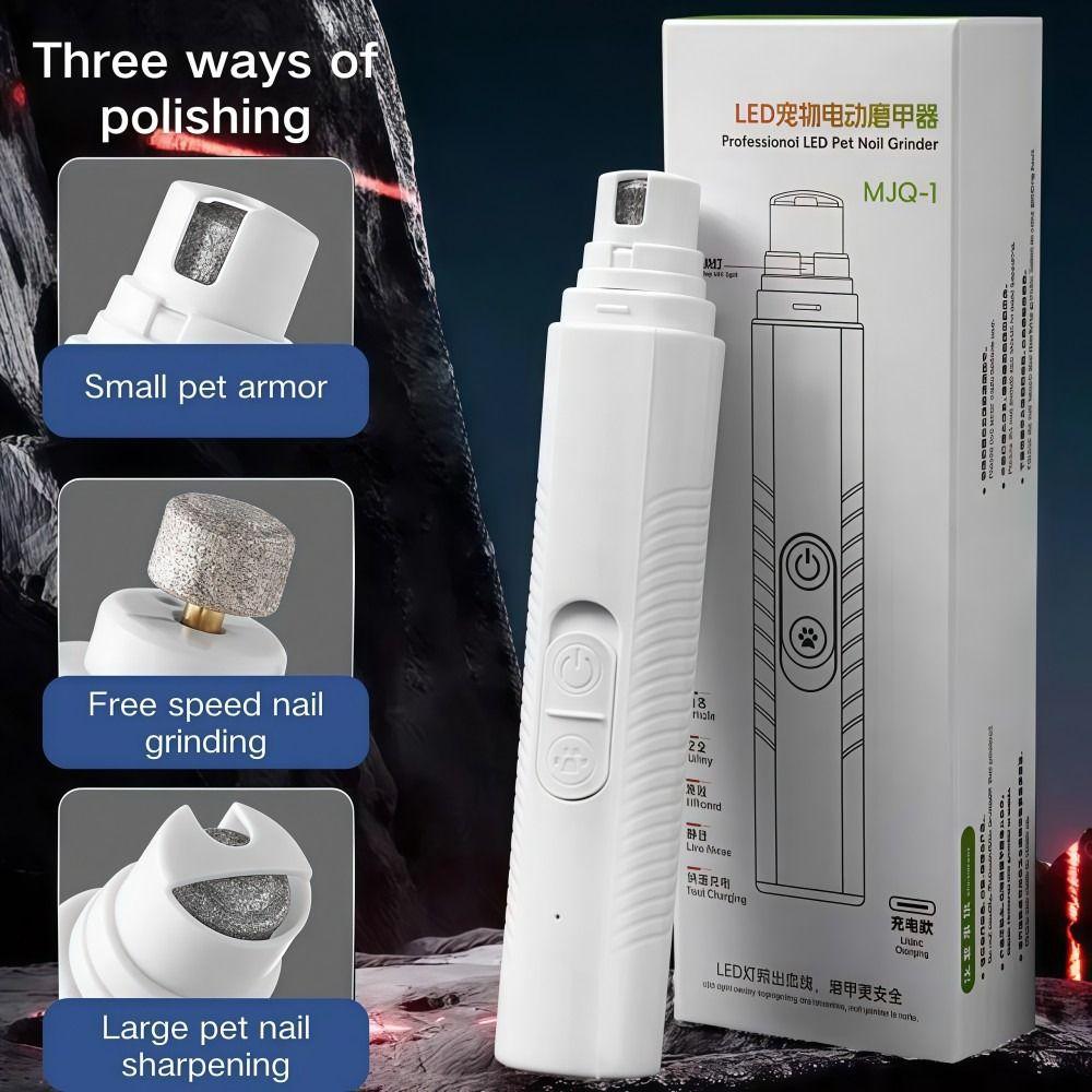Перезаряжаемая электрическая пилка для ногтей для собак с USB-зарядкой, светодиодной подсветкой, триммер для кошачьих лап, уход за домашними животными в домашних условиях