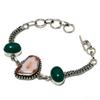 Orange Druzy Slice Green Onyx Gemstone 925 Silver Plated Bracelet 6-8"