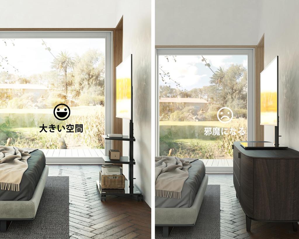 FITUEYES TV Compatible with with 3 Adjustable Height Black TT306002GB Stand, 32-60 Inches, Casters, Tiers, Angle, Mobile,