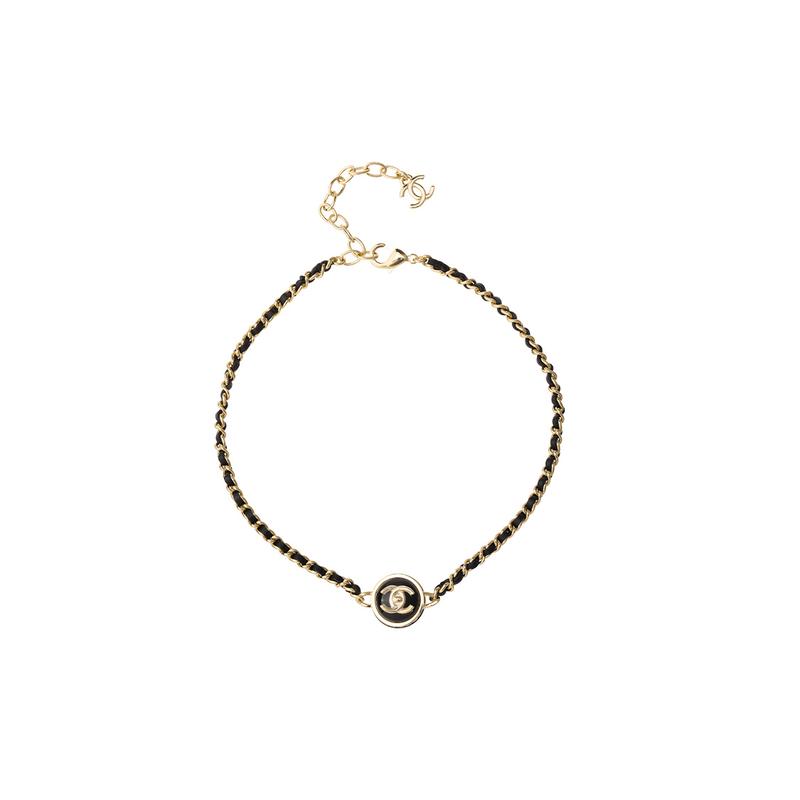 CHANEL [Spring and Summer 23] 23P double C logo button choker metal necklace women's gold/black