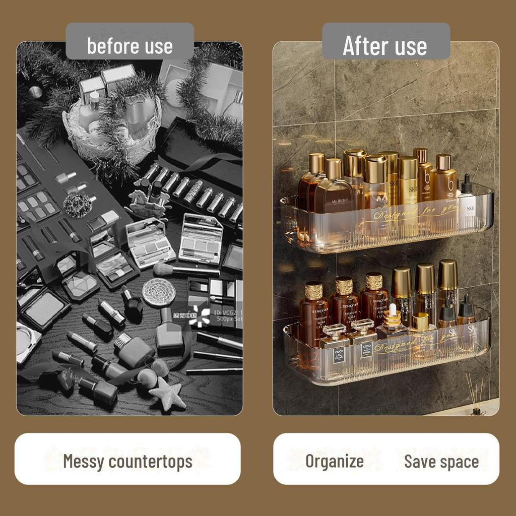 Настенная полка для ванной комнаты без отверстий для хранения туалетных принадлежностей и косметики