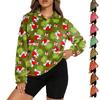 Women's Stand Collar Pullover Long Sleeve Top Christmas Print Sports Top