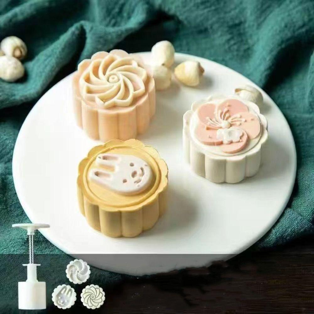 3D Mooncake Mold Flower-shaped Pastry Making Tools Cookie Stamp Mould Kitchen DIY