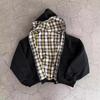 Mens Reversible Plaid Hooded Zip Sweatshirt Winter Casual Loose Fit Top Teens