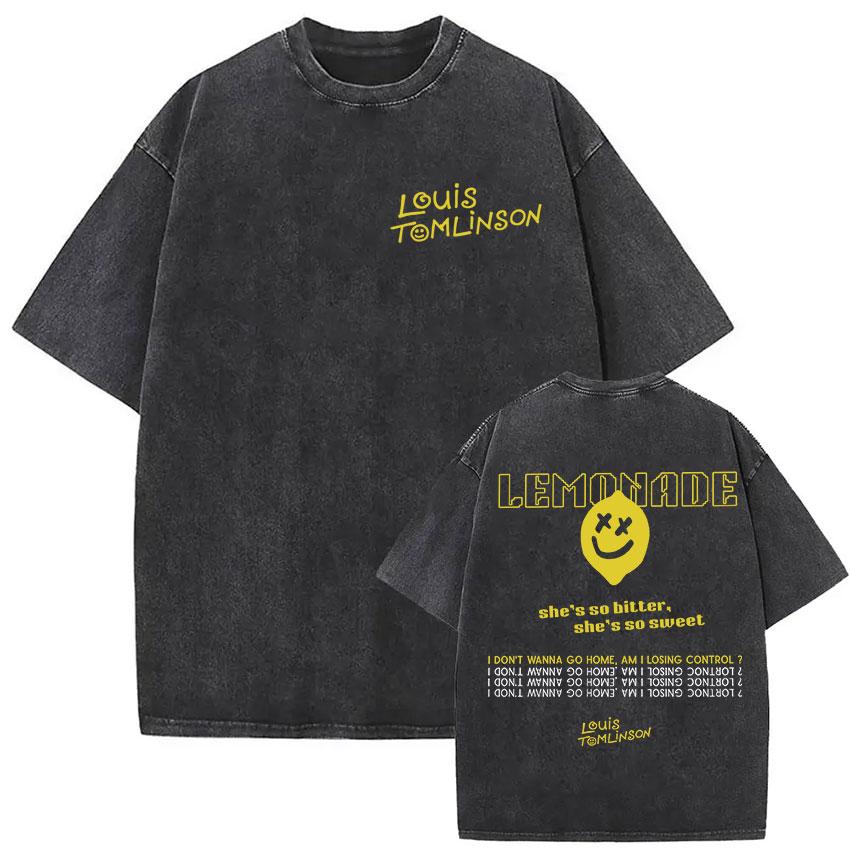 Ретро выцветшие футболки с принтом Louis Tomlinson How Did I Get Here Tour Мужские Женские Повседневная Мода Оверсайз Футболка