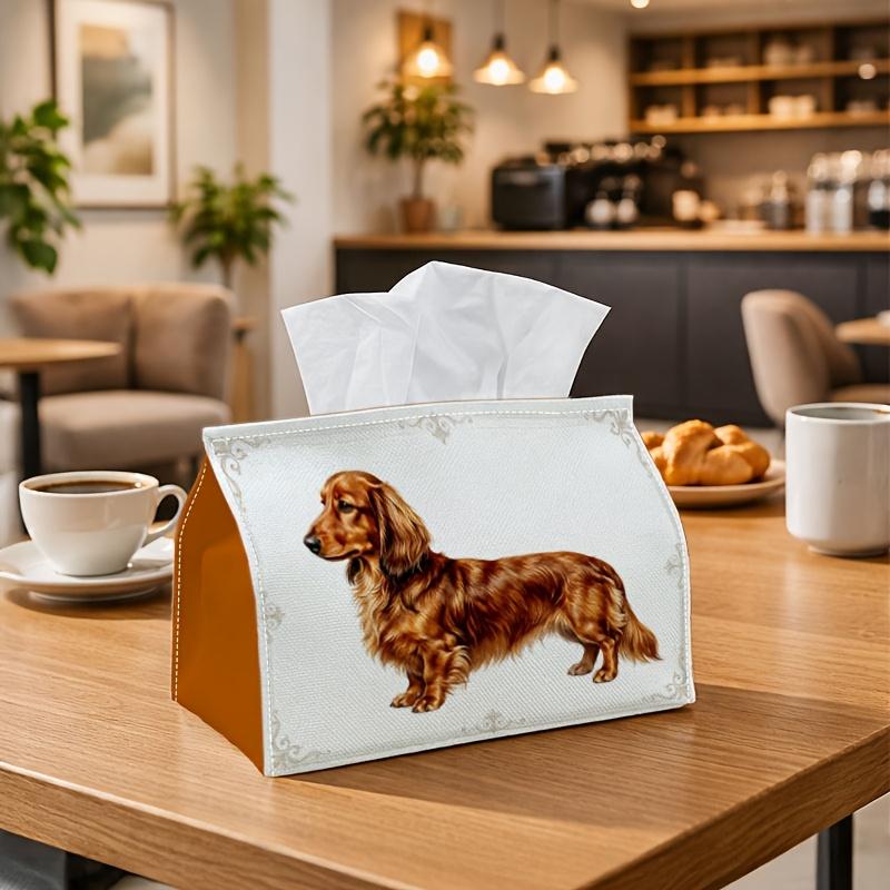 1pc Classic Portrait Tissue Box with Dachshund Dog-Napkin Storage Organizer for Kitchen,Car Decorative Box,Purpose for Living Room,Bedroom,and Dining