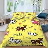 Милый комплект постельного белья с изображением коровок Kawaii Farm Animal, комплект постельного белья из микрофибры с цветочным рисунком, двуспальный комплект постельного белья для мальчиков и девочек, декор