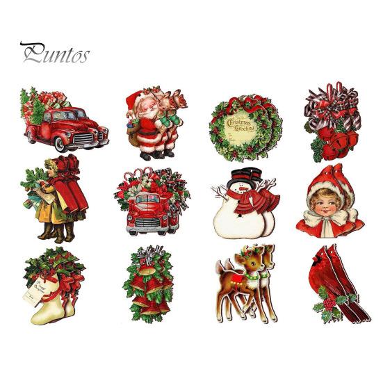 12/24 шт. Рождественские украшения, деревянные елочные подвесные украшения, праздничный чулок, автомобиль, Санта-олень, подвеска для домашних вечеринок