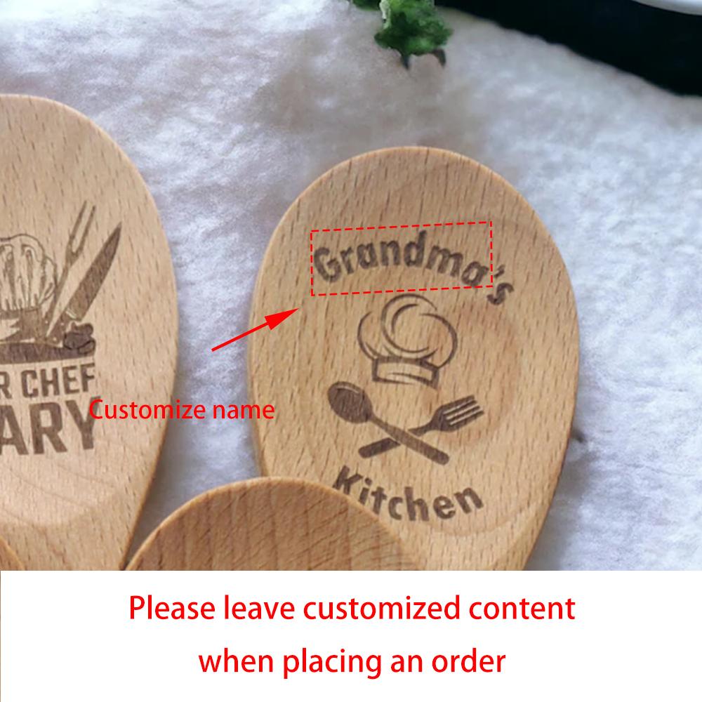 Custom Engraved Wooden Spoon Baking Cooking Supplies Kitchen Mixing Spoon Birthday Housewarming Kitchen Decor Mom Chefs Gift