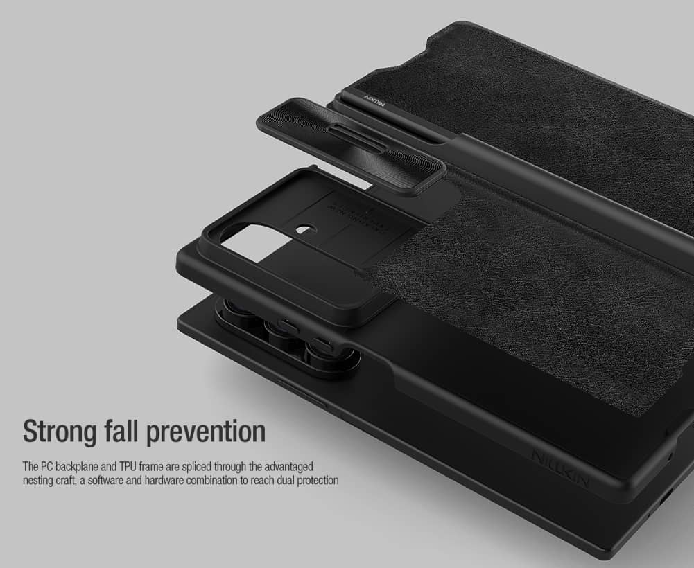 Премиальный кожаный чехол NILLKIN для Samsung Galaxy Z Fold 7 5G – Сдвижная крышка камеры и слот для S-Pen, Роскошный чехол с защитой всего корпуса