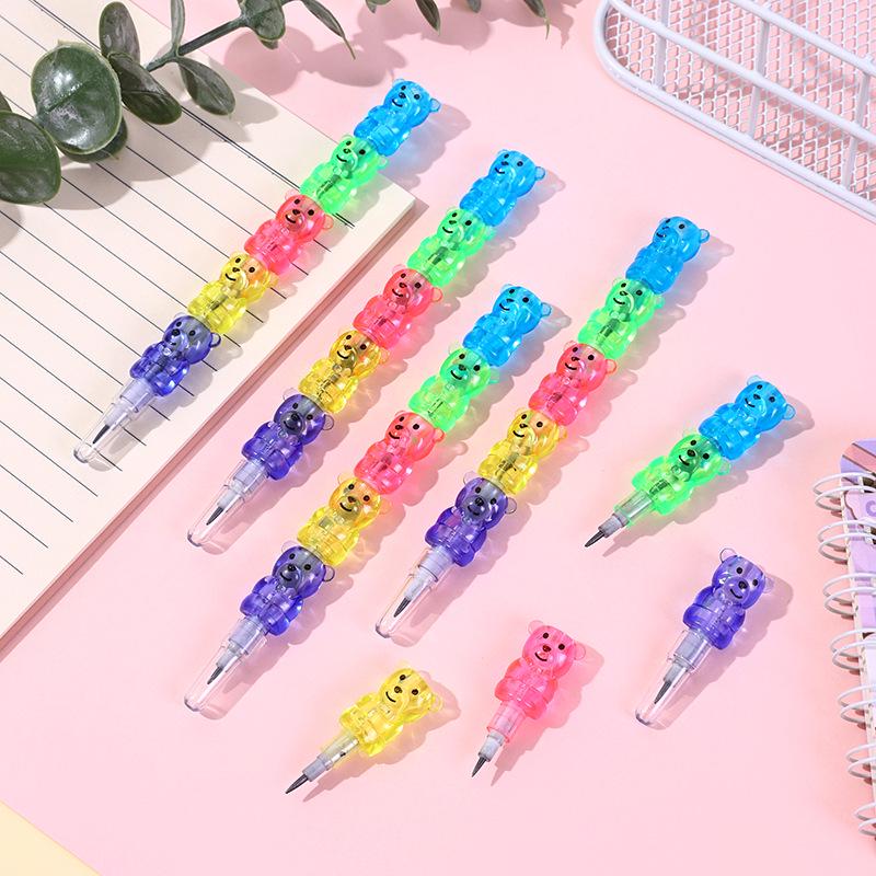 Цветные восковые мелки для рисования в виде медведя, 5 секций - Набор для творческого рисования для студентов