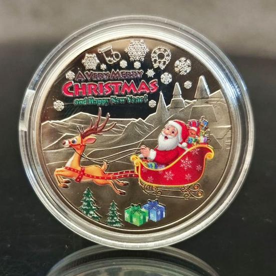 1/4 шт., резная рождественская монета Санта-Клауса, металлическая медаль в виде лося, памятный медальон, круглая коллекционная монета, украшение для домашнего офиса и стола